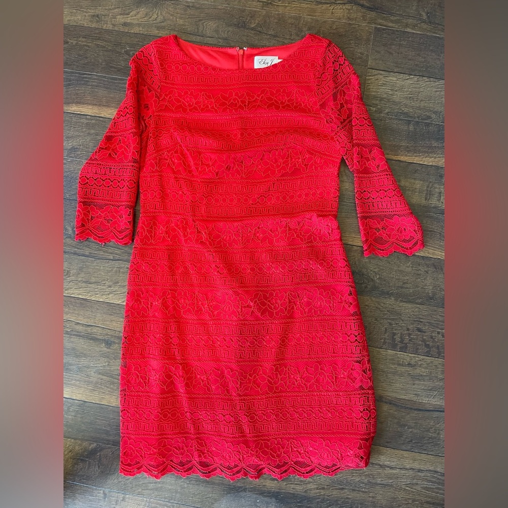 Eliza J Red Lace Dress, EUC Size 8 - Picture 2 of 7